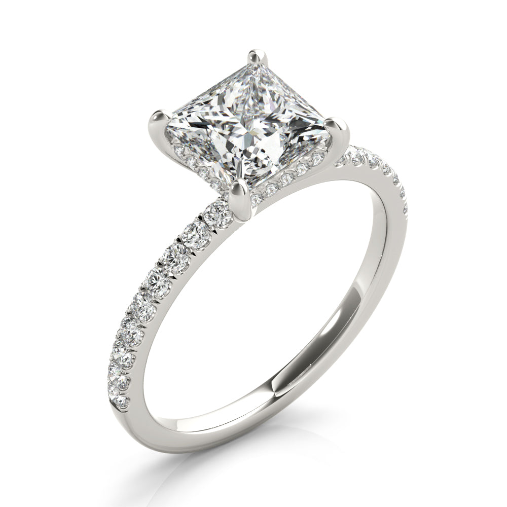 Opulent Single Row Cut Center Princess Diamond Engagement Ring — 9K/18K Gold & Platinum