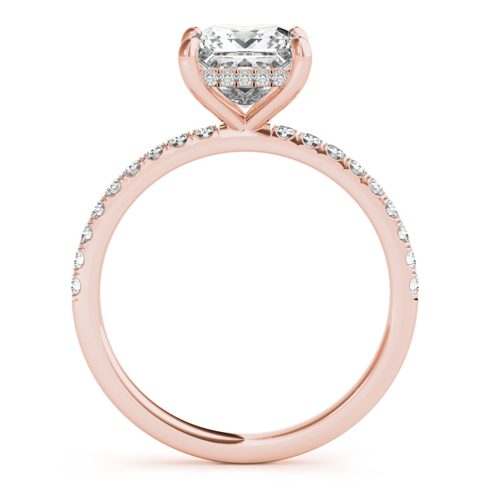 Opulent Single Row Cut Center Princess Diamond Engagement Ring — 9K/18K Gold & Platinum