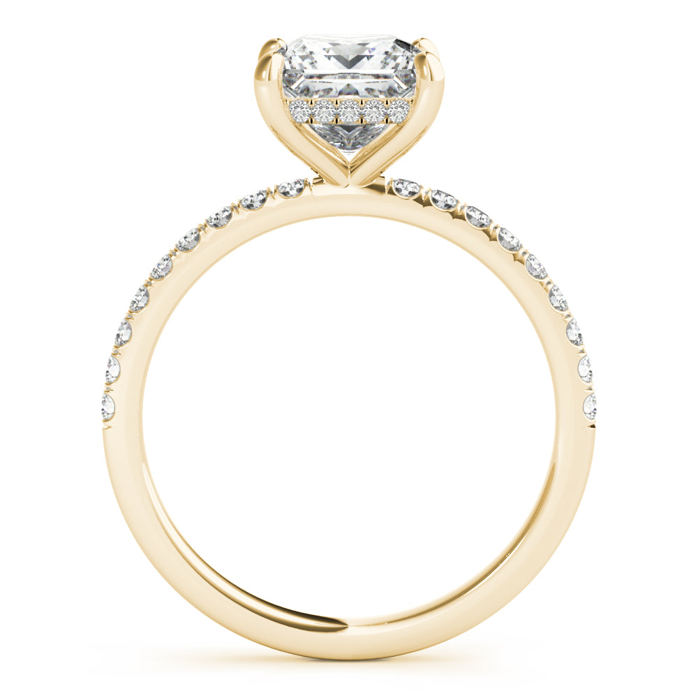 Opulent Single Row Cut Center Princess Diamond Engagement Ring — 9K/18K Gold & Platinum