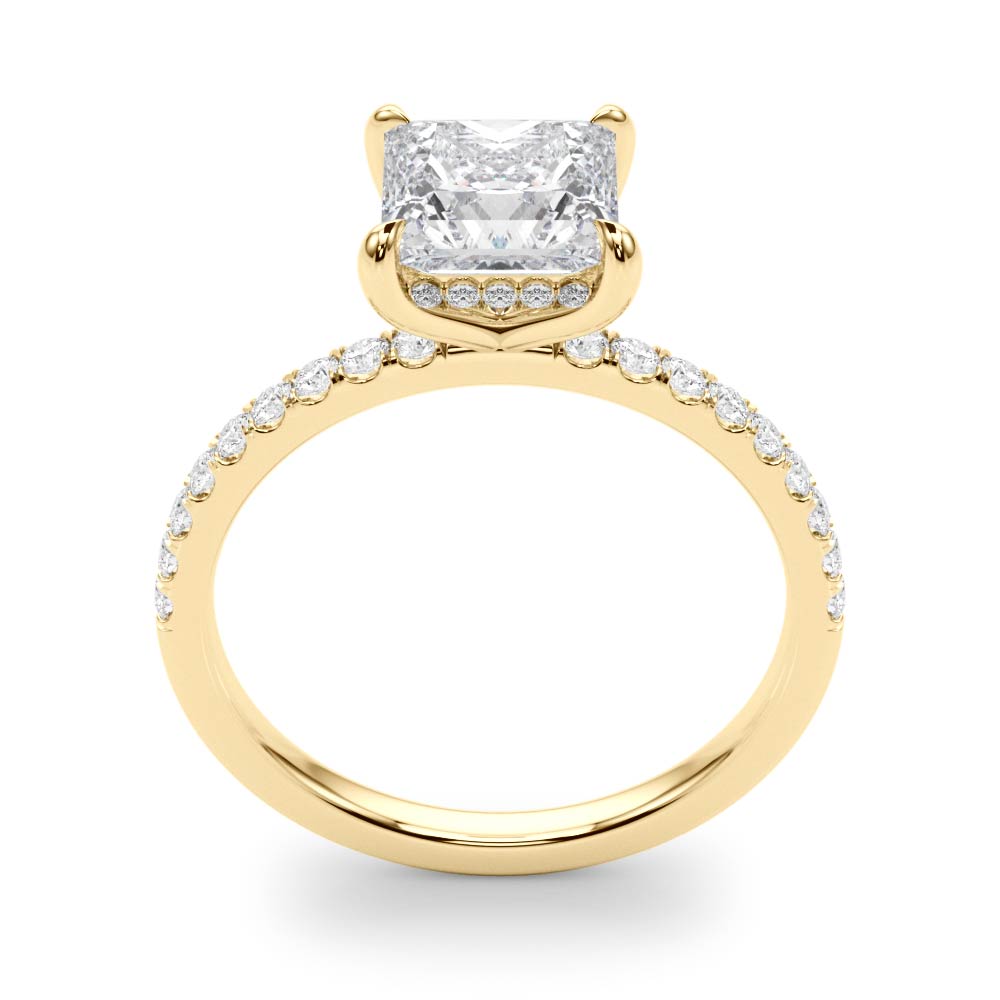 Opulent Single Row Cut Center Princess Diamond Engagement Ring — 9K/18K Gold & Platinum