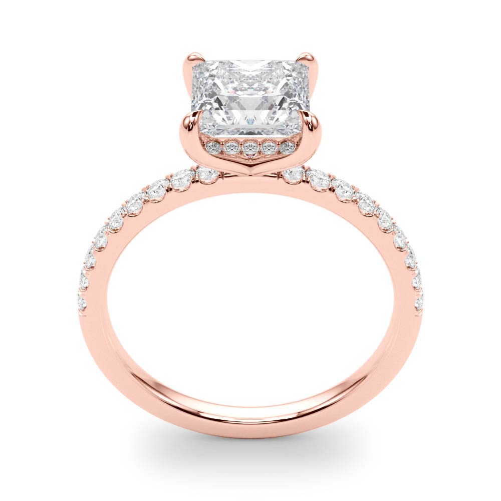 Opulent Single Row Cut Center Princess Diamond Engagement Ring — 9K/18K Gold & Platinum