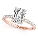 Celestial Single Row Cut Center Emerald Diamond Engagement Ring — 9K/18K Gold & Platinum