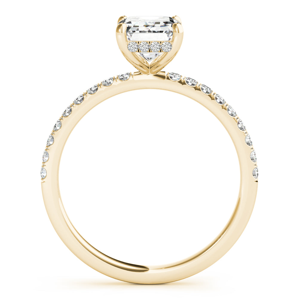 Celestial Single Row Cut Center Emerald Diamond Engagement Ring — 9K/18K Gold & Platinum