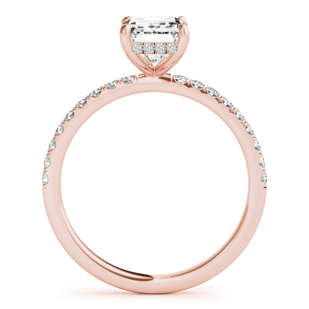 Celestial Single Row Cut Center Emerald Diamond Engagement Ring — 9K/18K Gold & Platinum