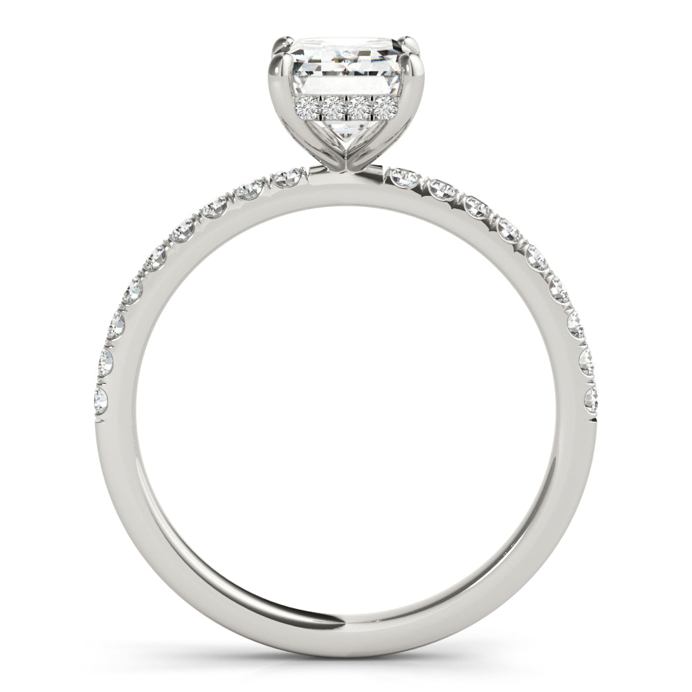 Celestial Single Row Cut Center Emerald Diamond Engagement Ring — 9K/18K Gold & Platinum
