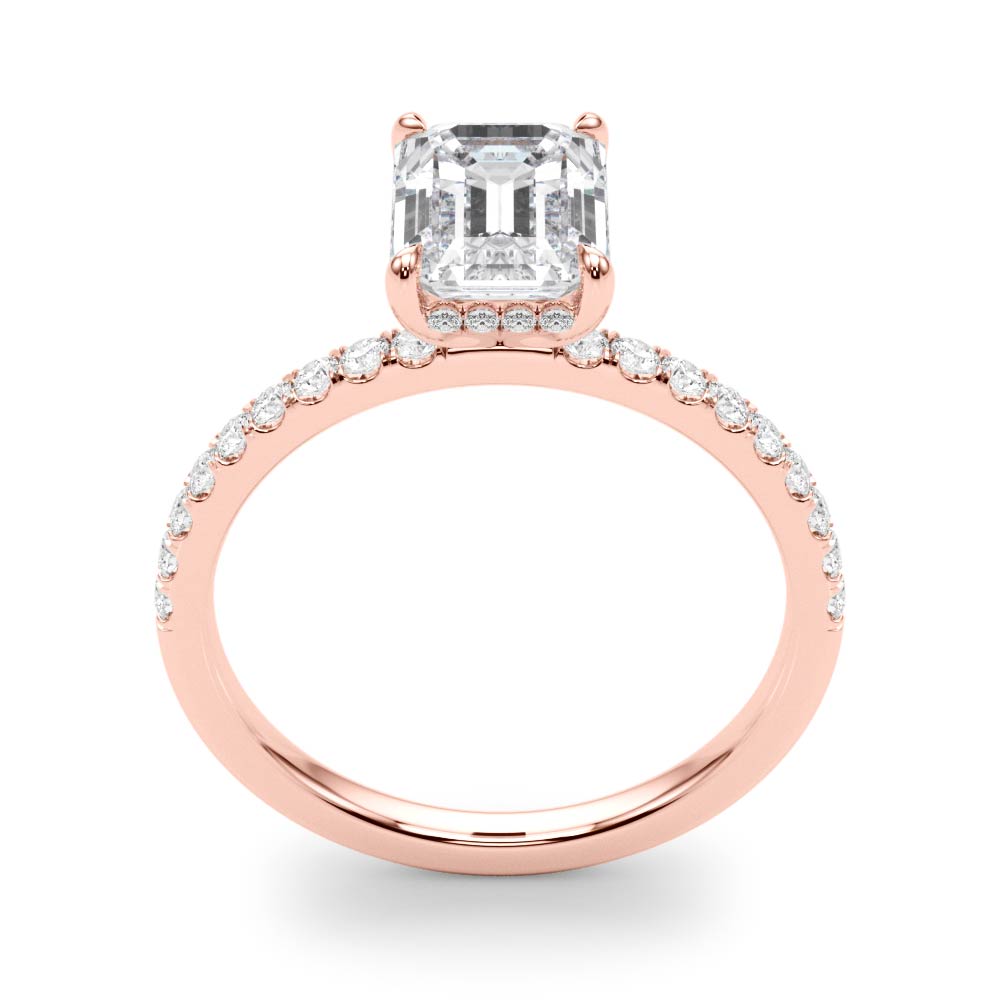 Celestial Single Row Cut Center Emerald Diamond Engagement Ring — 9K/18K Gold & Platinum