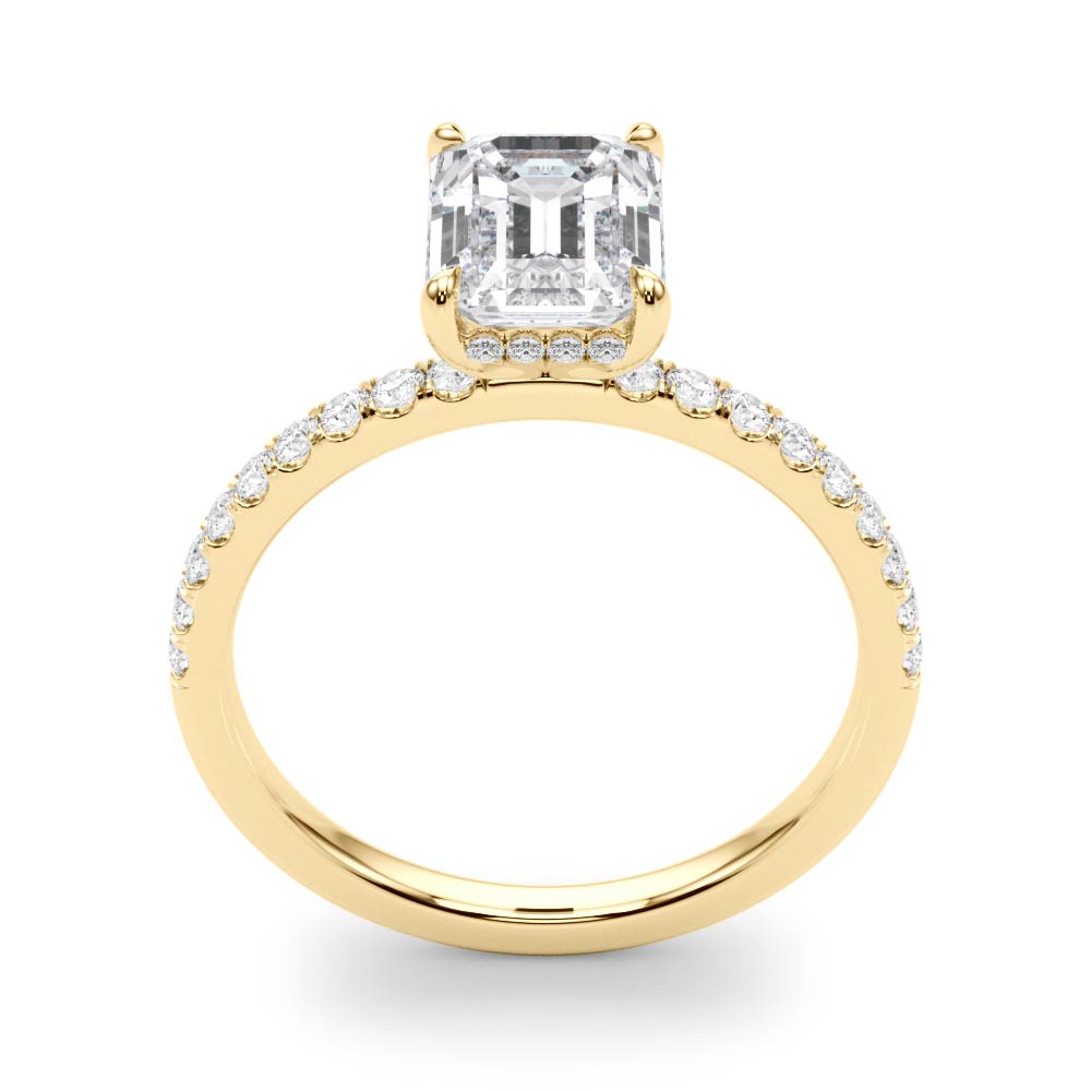 Celestial Single Row Cut Center Emerald Diamond Engagement Ring — 9K/18K Gold & Platinum