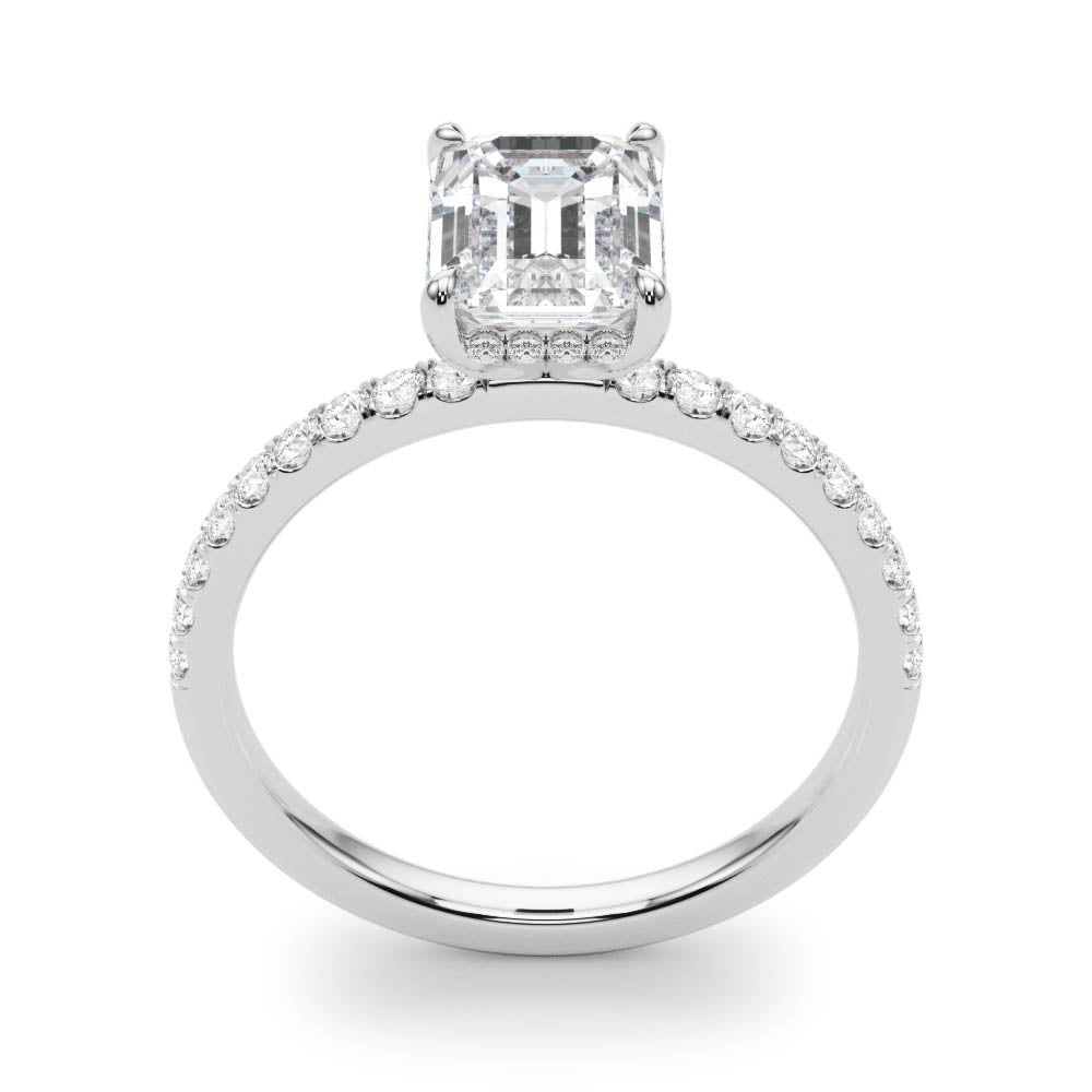 Celestial Single Row Cut Center Emerald Diamond Engagement Ring — 9K/18K Gold & Platinum