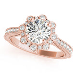 Crowned Halo Round Diamond Engagement Ring — 9K/18K Gold & Platinum