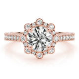 Crowned Halo Round Diamond Engagement Ring — 9K/18K Gold & Platinum