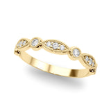 Vintage Inspired Milgrain Half Eternity Ring in Gold & Platinum