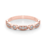 Vintage Inspired Milgrain Half Eternity Ring in Gold & Platinum