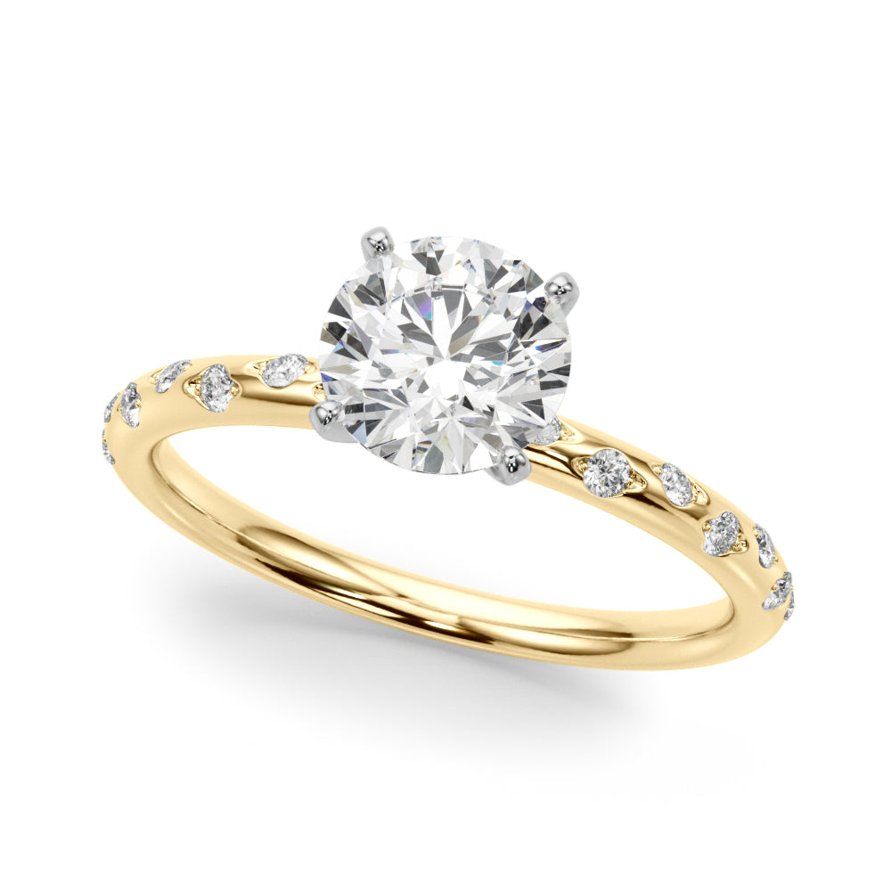 Heirloom Sidestone Round Diamond Engagement Ring — 9K/18K Gold & Platinum