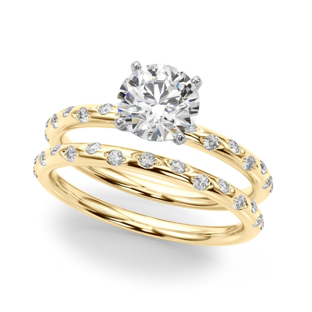 Heirloom Sidestone Round Diamond Engagement Ring — 9K/18K Gold & Platinum