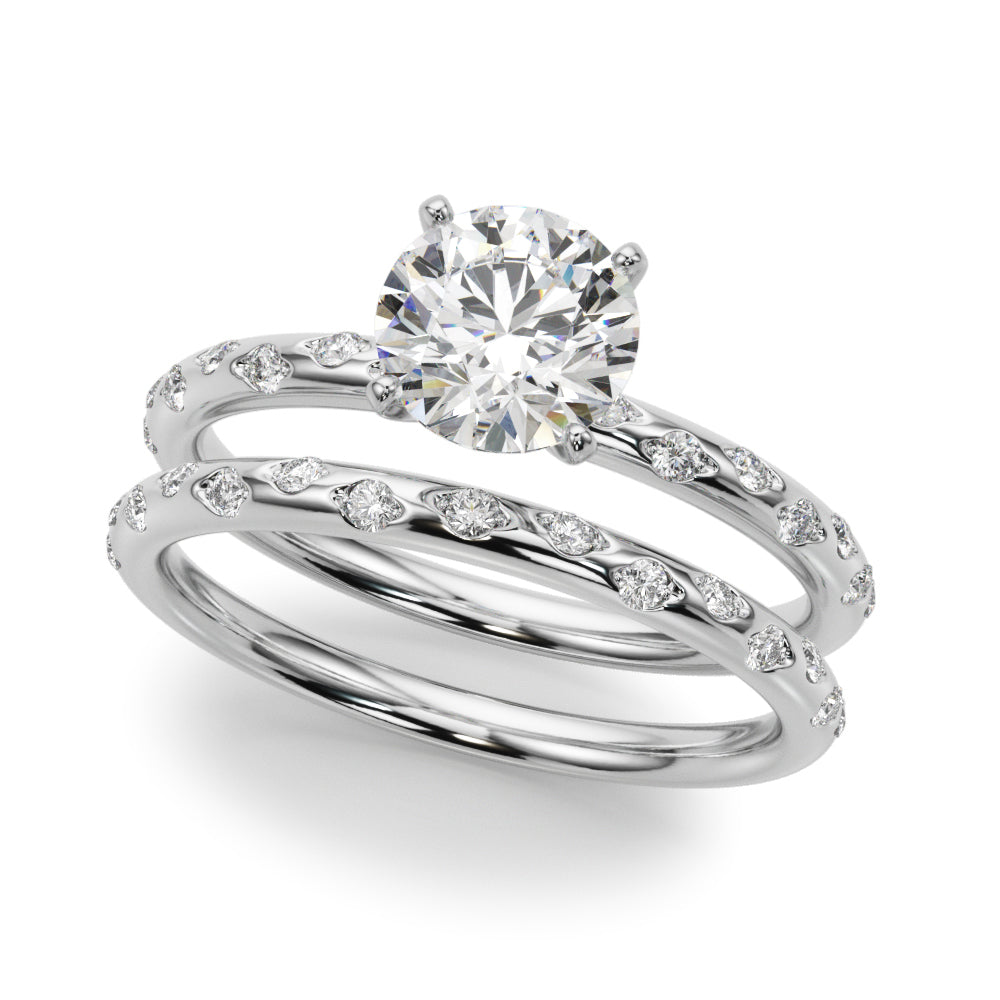 Heirloom Sidestone Round Diamond Engagement Ring — 9K/18K Gold & Platinum