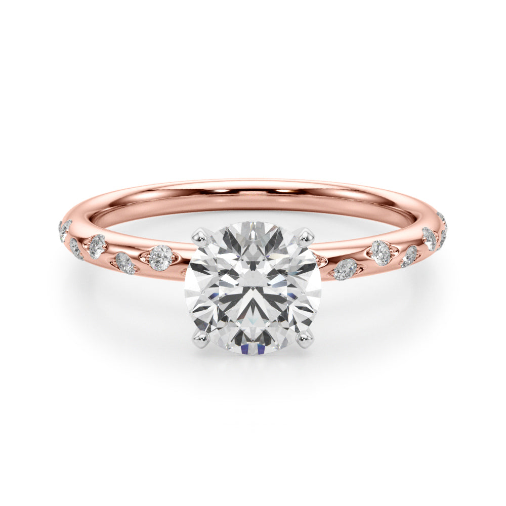 Heirloom Sidestone Round Diamond Engagement Ring — 9K/18K Gold & Platinum