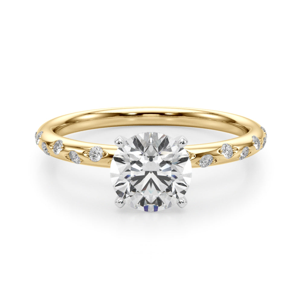 Heirloom Sidestone Round Diamond Engagement Ring — 9K/18K Gold & Platinum