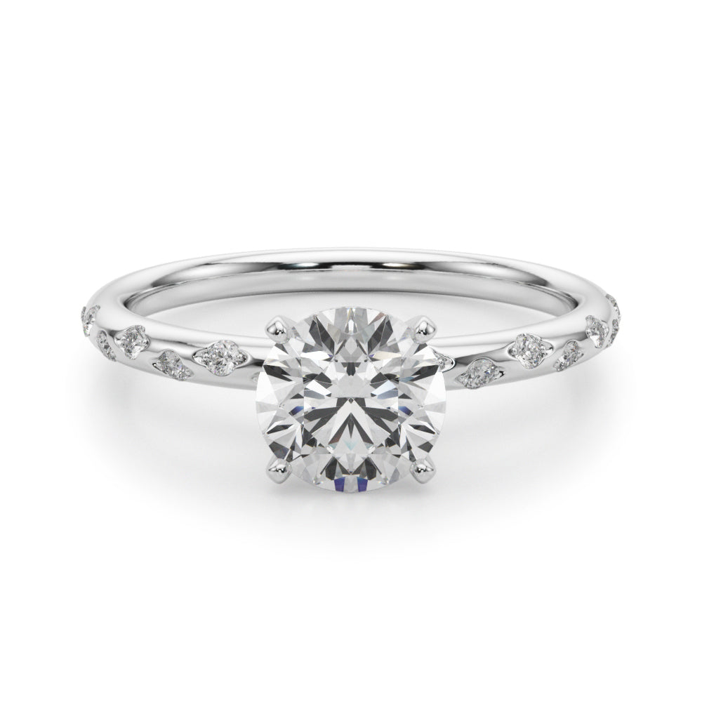 Heirloom Sidestone Round Diamond Engagement Ring — 9K/18K Gold & Platinum