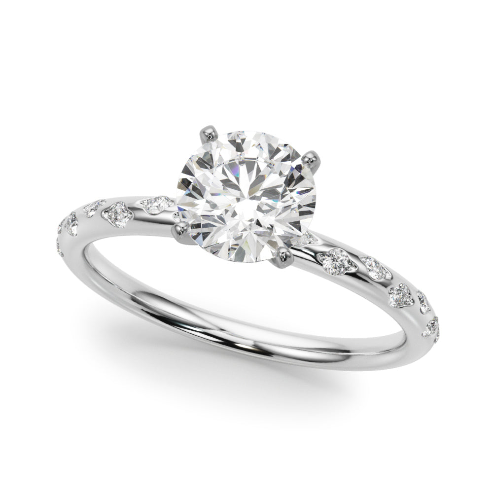 Heirloom Sidestone Round Diamond Engagement Ring — 9K/18K Gold & Platinum