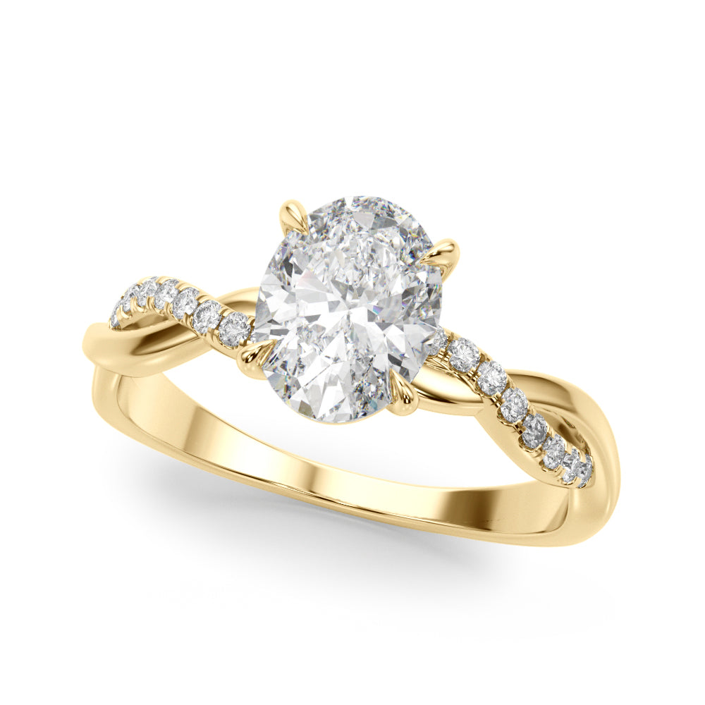 Adored Center Oval Diamond Engagement Ring — 9K/18K Gold & Platinum