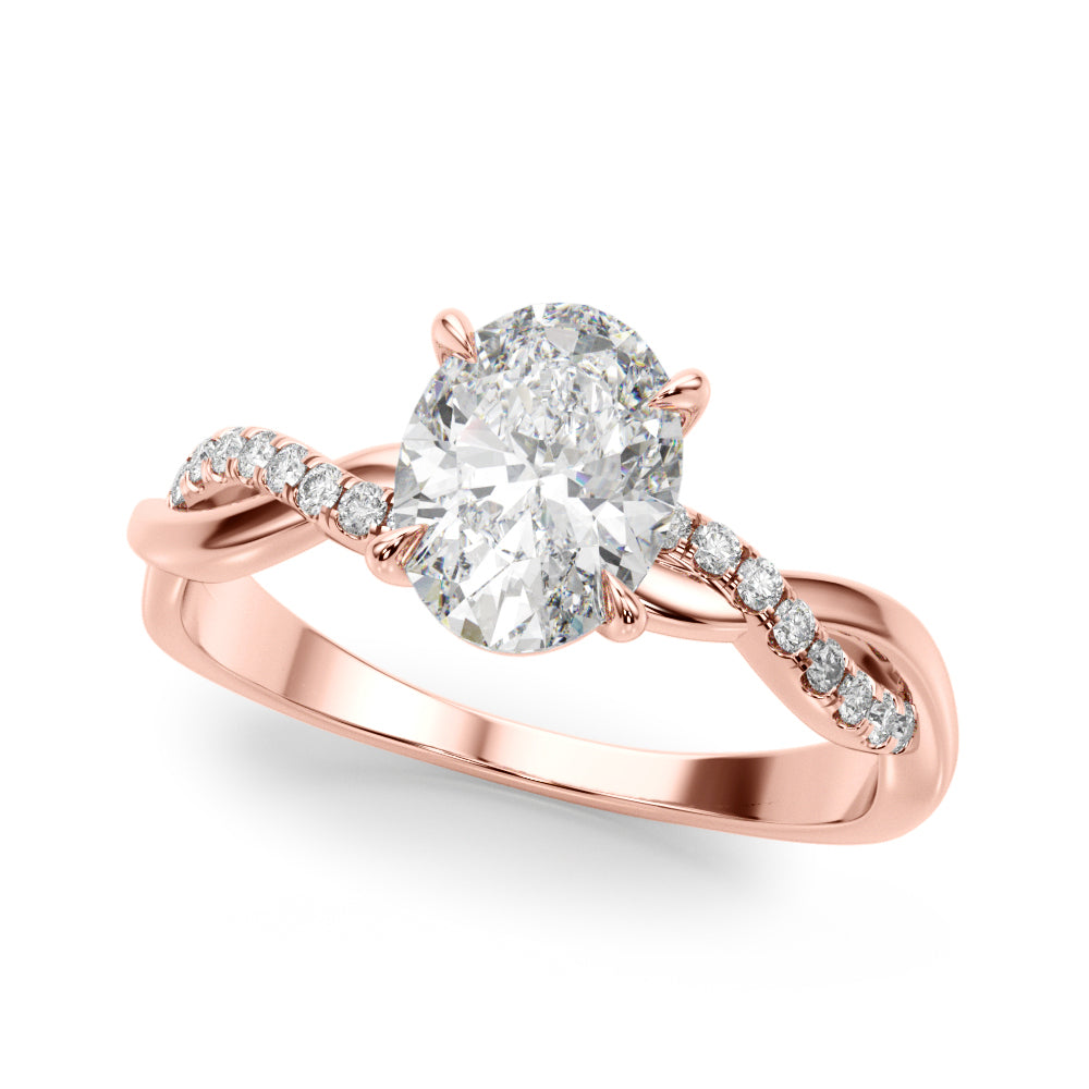 Adored Center Oval Diamond Engagement Ring — 9K/18K Gold & Platinum