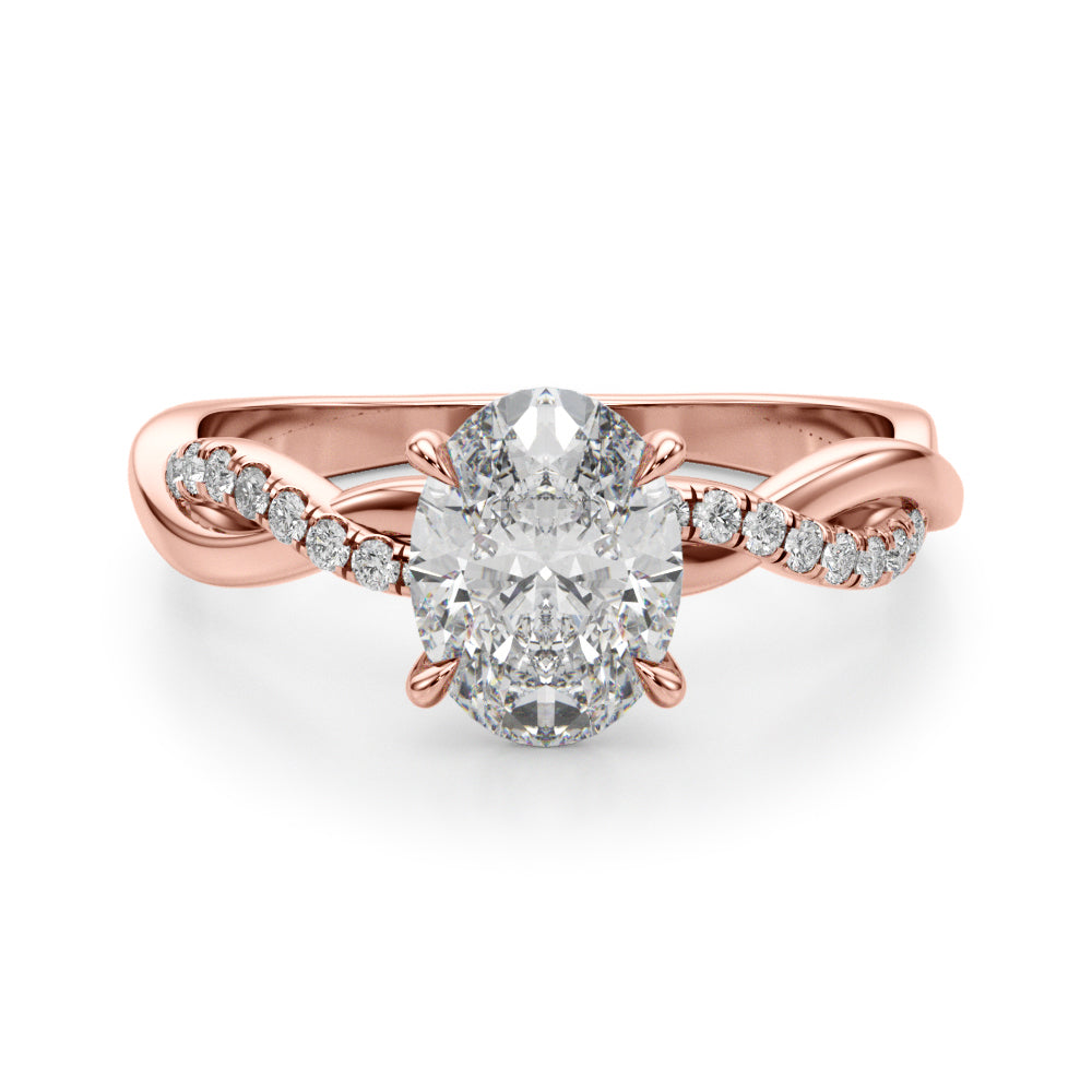 Adored Center Oval Diamond Engagement Ring — 9K/18K Gold & Platinum