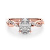 Adored Center Oval Diamond Engagement Ring — 9K/18K Gold & Platinum