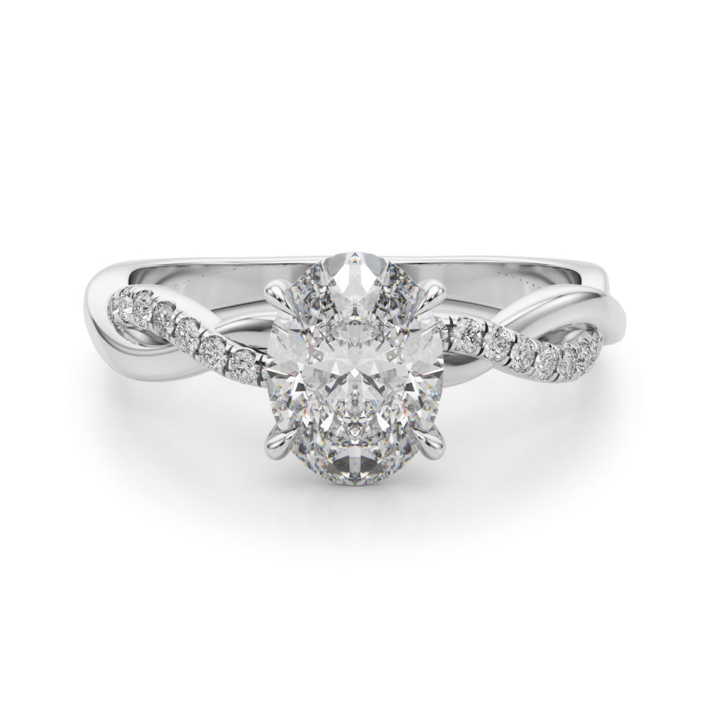 Adored Center Oval Diamond Engagement Ring — 9K/18K Gold & Platinum