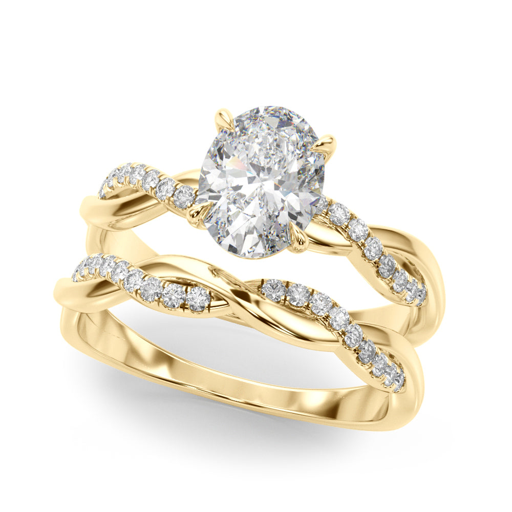 Adored Center Oval Diamond Engagement Ring — 9K/18K Gold & Platinum