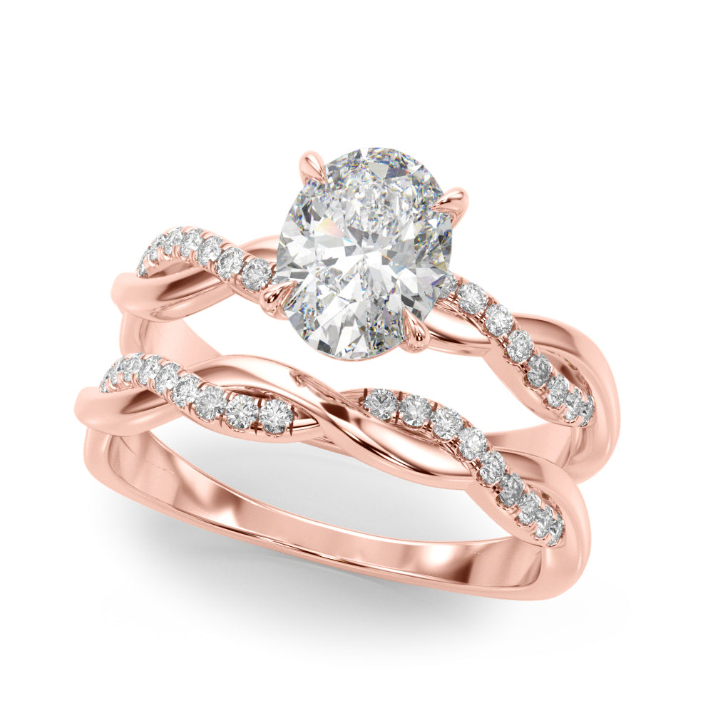 Adored Center Oval Diamond Engagement Ring — 9K/18K Gold & Platinum