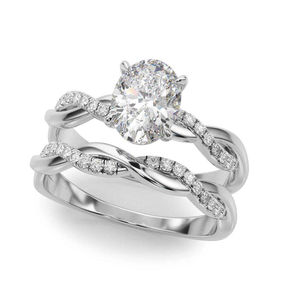Adored Center Oval Diamond Engagement Ring — 9K/18K Gold & Platinum