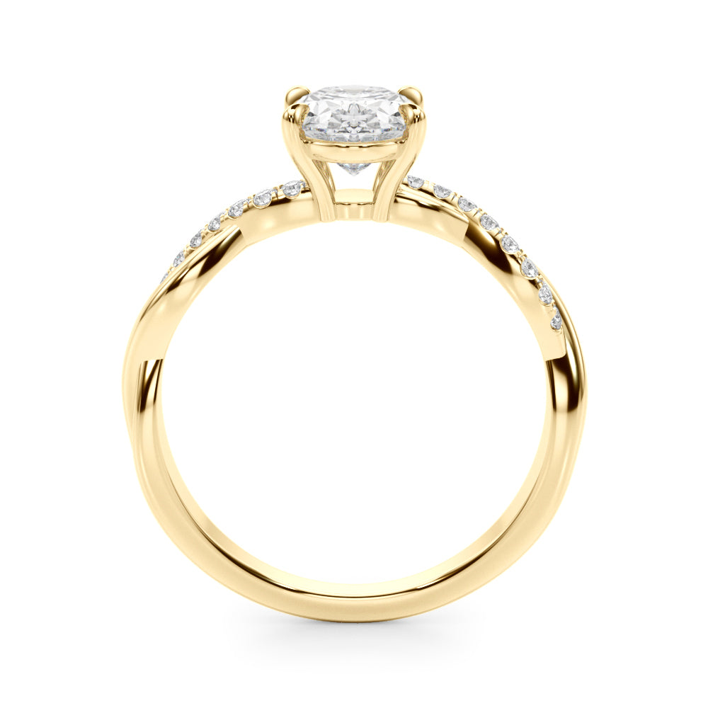 Adored Center Oval Diamond Engagement Ring — 9K/18K Gold & Platinum