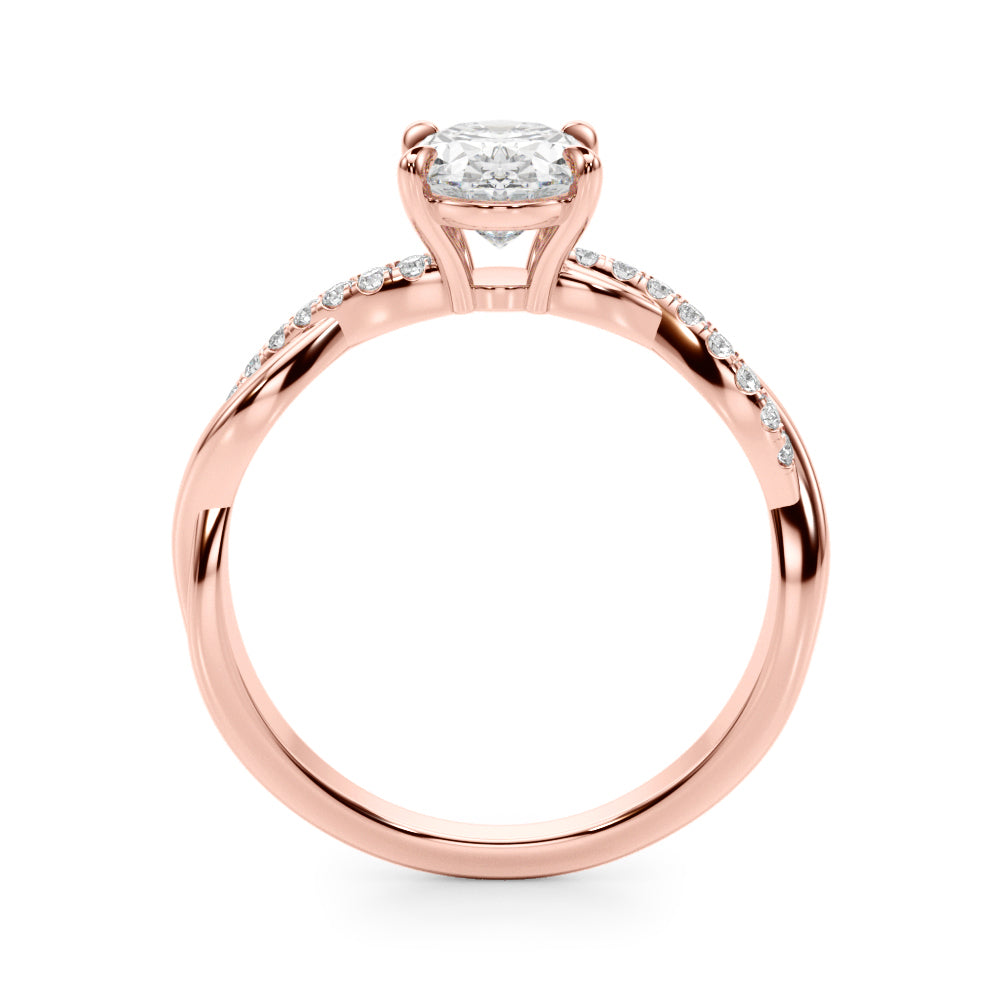 Adored Center Oval Diamond Engagement Ring — 9K/18K Gold & Platinum