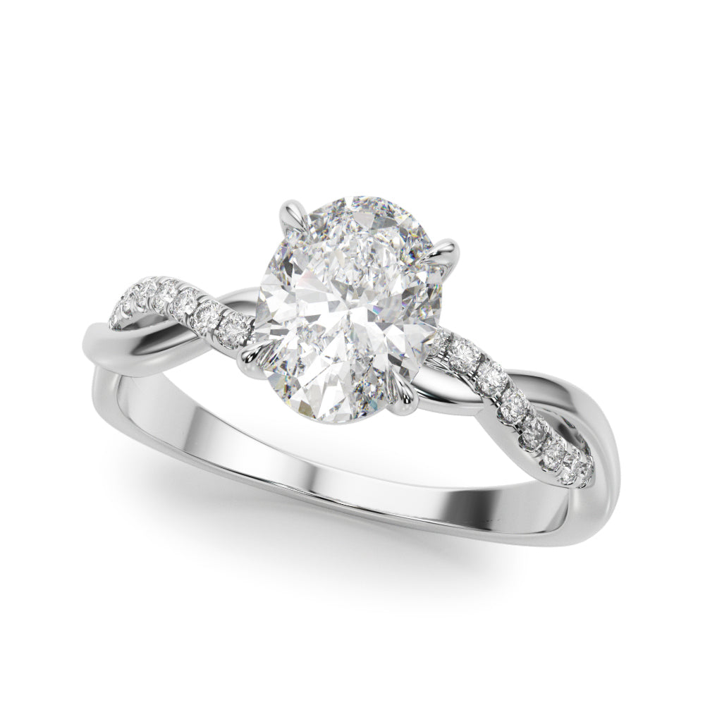 Adored Center Oval Diamond Engagement Ring — 9K/18K Gold & Platinum