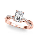 Resplendent Cut Center Emerald Diamond Engagement Ring — 9K/18K Gold & Platinum