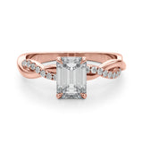Resplendent Cut Center Emerald Diamond Engagement Ring — 9K/18K Gold & Platinum