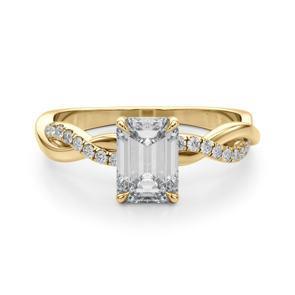 Resplendent Cut Center Emerald Diamond Engagement Ring — 9K/18K Gold & Platinum