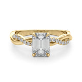 Resplendent Cut Center Emerald Diamond Engagement Ring — 9K/18K Gold & Platinum