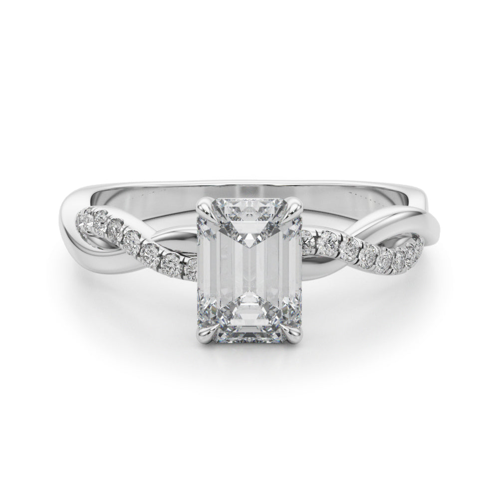 Resplendent Cut Center Emerald Diamond Engagement Ring — 9K/18K Gold & Platinum