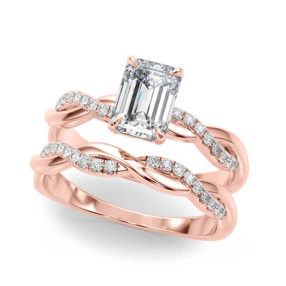 Resplendent Cut Center Emerald Diamond Engagement Ring — 9K/18K Gold & Platinum
