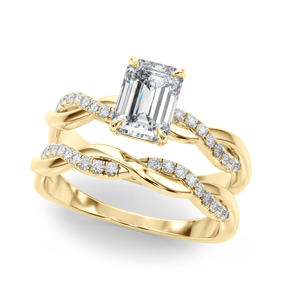 Resplendent Cut Center Emerald Diamond Engagement Ring — 9K/18K Gold & Platinum