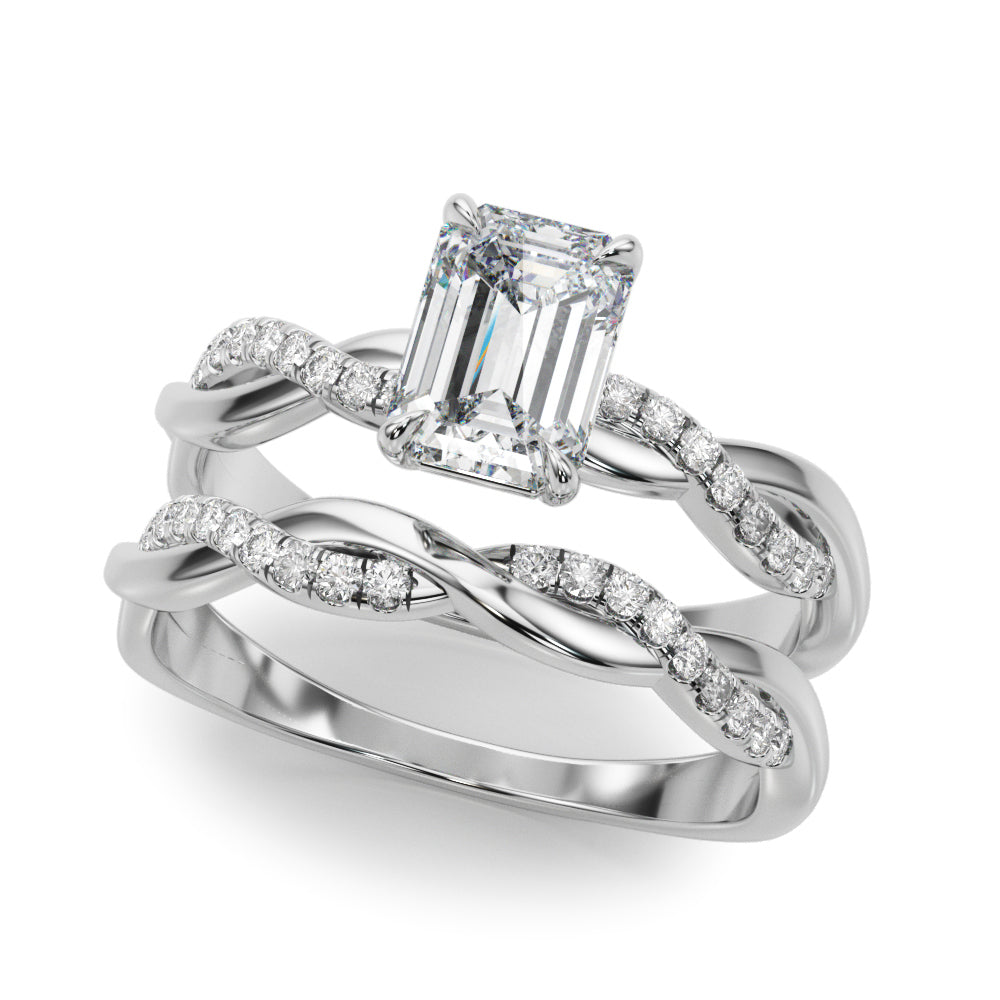 Resplendent Cut Center Emerald Diamond Engagement Ring — 9K/18K Gold & Platinum