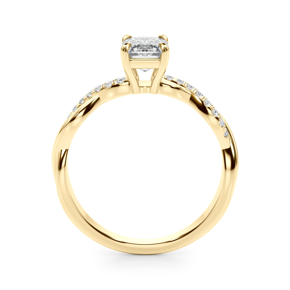 Resplendent Cut Center Emerald Diamond Engagement Ring — 9K/18K Gold & Platinum