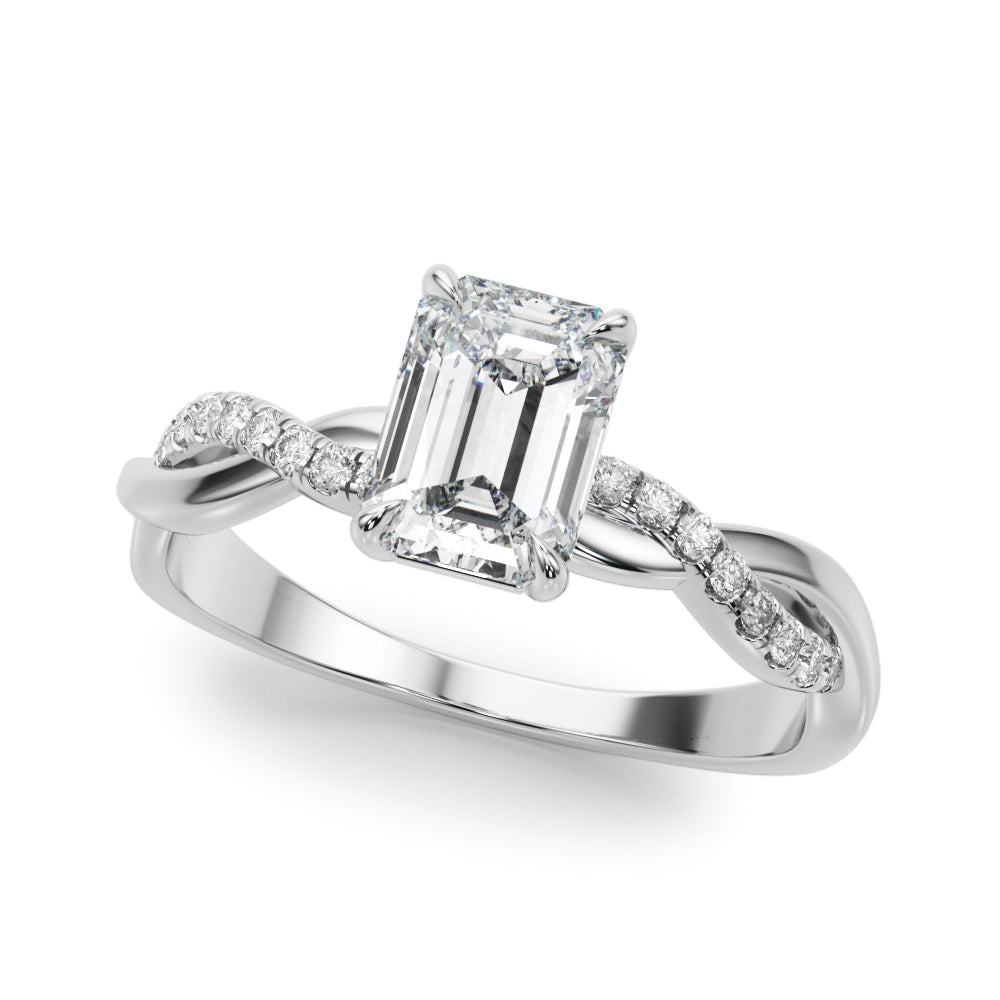 Resplendent Cut Center Emerald Diamond Engagement Ring — 9K/18K Gold & Platinum
