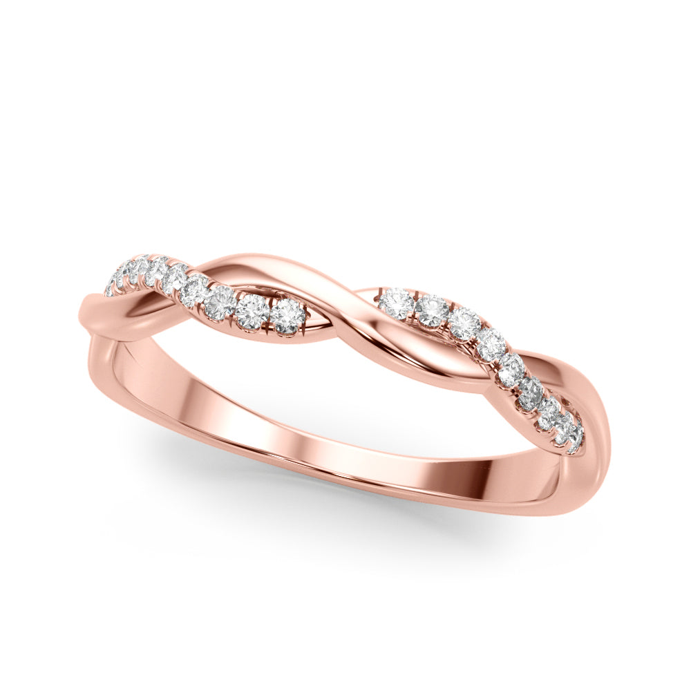 Twisting Accented Half Eternity Ring in Gold & Platinum