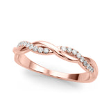 Twisting Accented Half Eternity Ring in Gold & Platinum