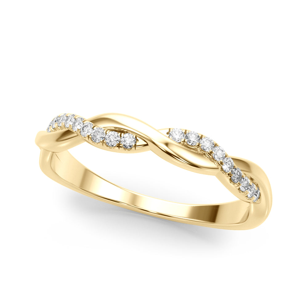 Twisting Accented Half Eternity Ring in Gold & Platinum