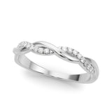 Twisting Accented Half Eternity Ring in Gold & Platinum