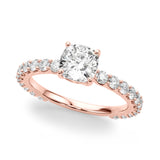 Vintage-Inspired Sidestone Cushion Diamond Engagement Ring — 9K/18K Gold & Platinum