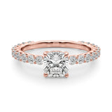 Vintage-Inspired Sidestone Cushion Diamond Engagement Ring — 9K/18K Gold & Platinum